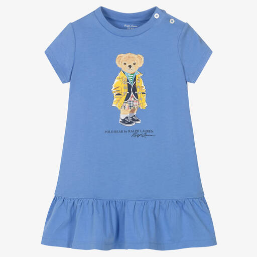 Ralph Lauren-فستان بولو قطن لون أزرق للمولودات | Childrensalon Outlet