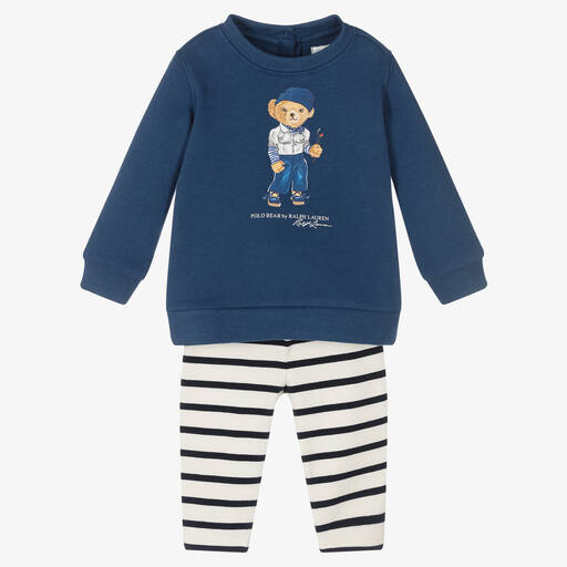 Ralph Lauren-Baby Girls Blue Polo Bear Leggings Set | Childrensalon Outlet