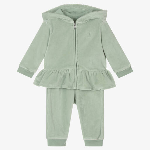 Ralph Lauren-بدلة رياضية قطن قطيفة لون أخضر للمولودات | Childrensalon Outlet