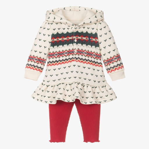 Ralph Lauren-Baby Girls Ivory & Red Leggings Set | Childrensalon Outlet