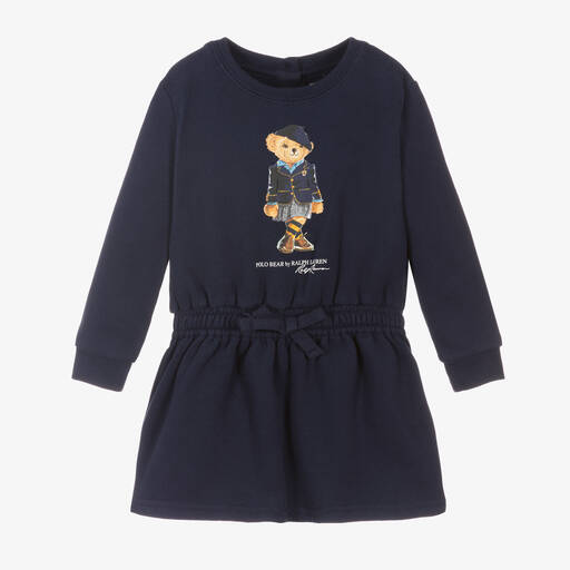 Ralph Lauren-فستان قطن جيرسي لون كحلي للمولودات | Childrensalon Outlet