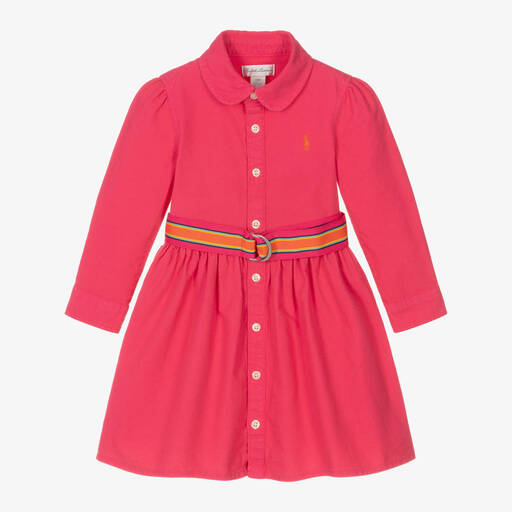 Ralph Lauren-Baby Girls Pink Cotton Shirt Dress | Childrensalon Outlet