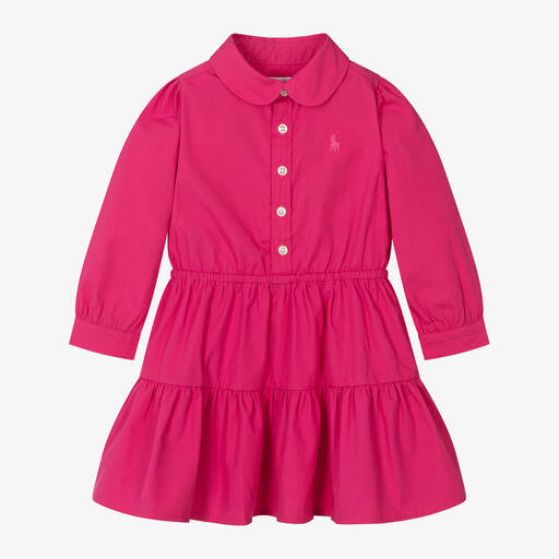 Ralph Lauren-Baby Girls Pink Cotton Shirt Dress | Childrensalon Outlet