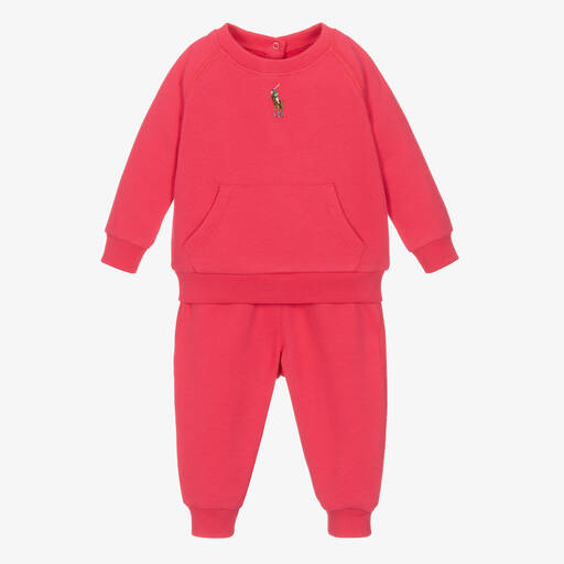 Ralph Lauren-Survêtement rose en coton bébé fille | Childrensalon Outlet