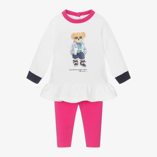 Ralph Lauren-Baby Girls Pink Polo Bear Leggings Set | Childrensalon Outlet