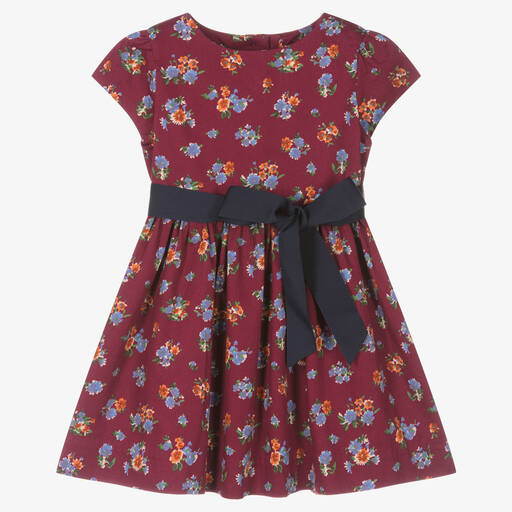 Ralph Lauren-Baby Girls Red Floral Cotton Dress | Childrensalon Outlet