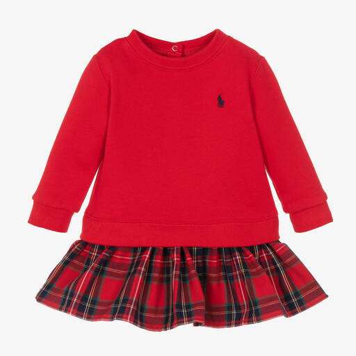 Ralph Lauren-Baby Girls Red Tartan Dress | Childrensalon Outlet