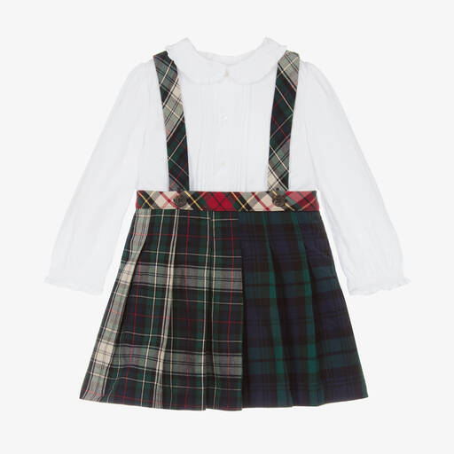 Ralph Lauren-طقم تنورة قطن بوبلين تارتان لون أحمر وأخضر | Childrensalon Outlet