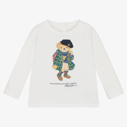 Ralph Lauren-Белый хлопковый топ для малышек | Childrensalon Outlet