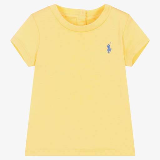 Ralph Lauren-تيشيرت قطن لون أصفر للمولودات | Childrensalon Outlet