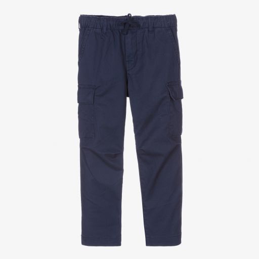 Polo Ralph Lauren-Blue Cotton Cargo Trousers | Childrensalon Outlet