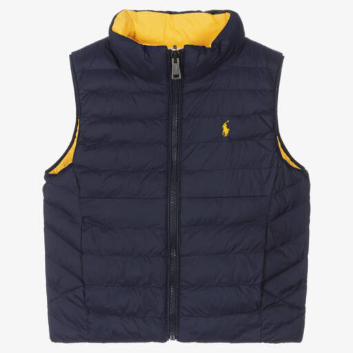 Ralph Lauren-Blue & Yellow P-Layer 2 Reversible Gilet | Childrensalon Outlet