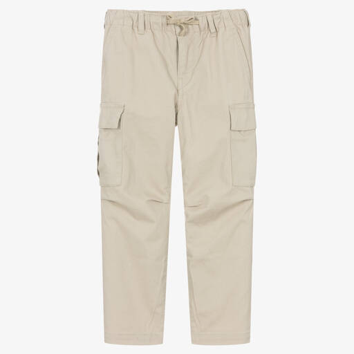 Ralph Lauren-Boys Beige Cotton Cargo Trousers | Childrensalon Outlet