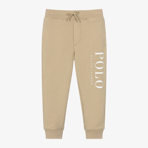 Ralph Lauren-Boys Beige Cotton Joggers | Childrensalon Outlet