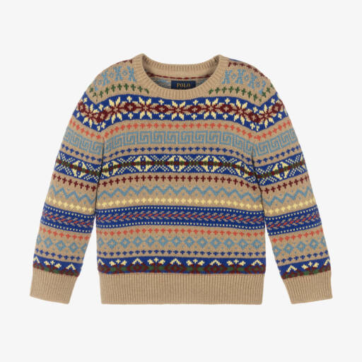 Ralph Lauren-بلوفر بنقشة فير أيل لون بيج للأولاد | Childrensalon Outlet