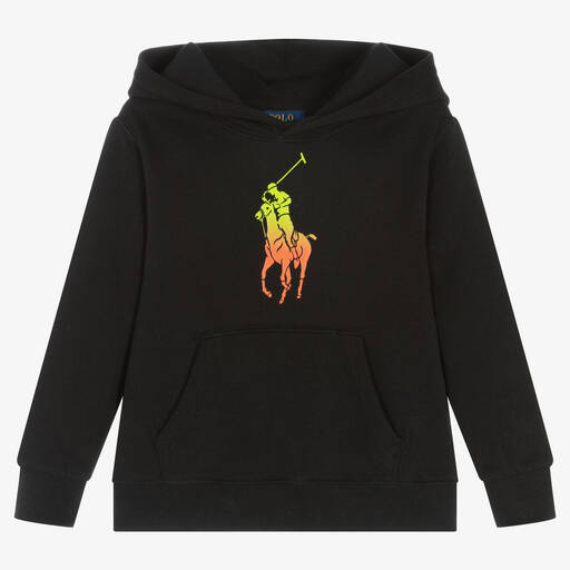 Polo Ralph Lauren-Boys Black Cotton Big Pony Hoodie | Childrensalon Outlet