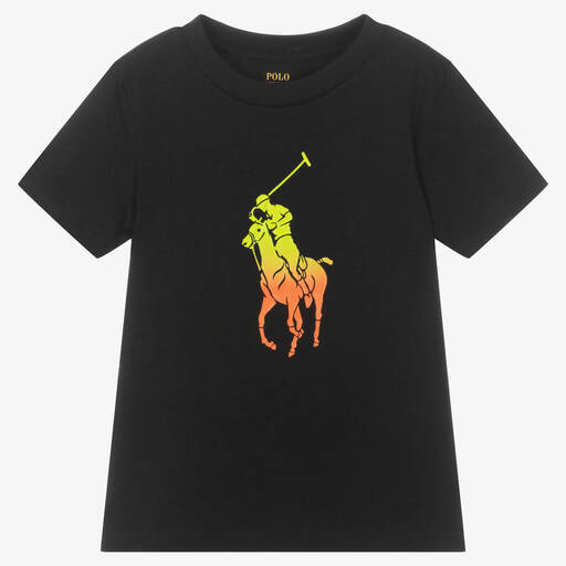 Polo Ralph Lauren-Boys Black Cotton Big Pony Logo T-Shirt | Childrensalon Outlet