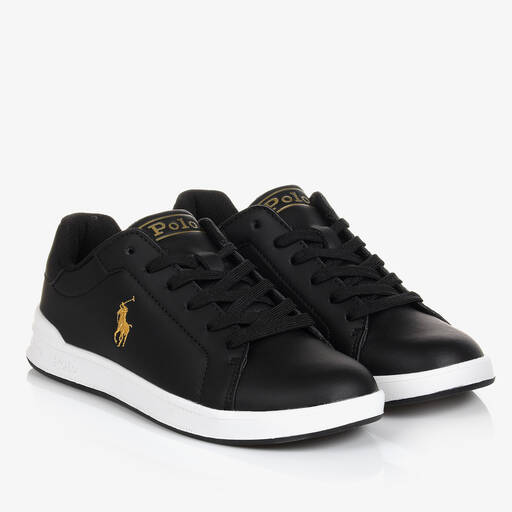 Polo Ralph Lauren-Sneakers zum Schnüren Schwarz/Gold | Childrensalon Outlet