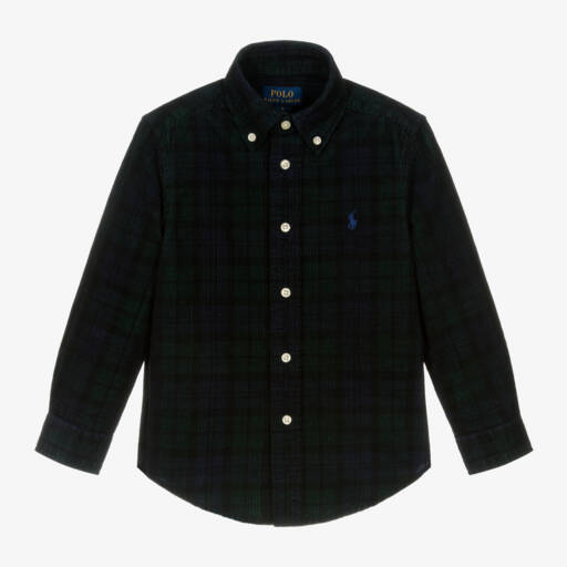Ralph Lauren-قميص كوردروي تارتان لون كحلي للاولاد | Childrensalon Outlet