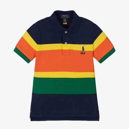 Polo Ralph Lauren-Boys Blue Colourblock Polo Shirt | Childrensalon Outlet