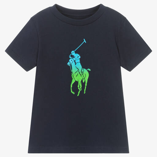 Polo Ralph Lauren-Boys Blue Cotton Big Pony Logo T-Shirt | Childrensalon Outlet