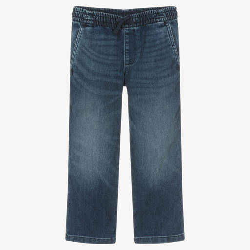 Ralph Lauren-Boys Blue Cotton Denim Drawstring Jeans | Childrensalon Outlet