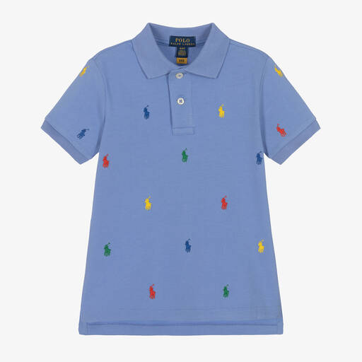 Polo Ralph Lauren-Boys Blue Cotton Logo Polo Shirt | Childrensalon Outlet