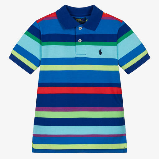 Ralph Lauren-Boys Blue Cotton Polo Shirt | Childrensalon Outlet
