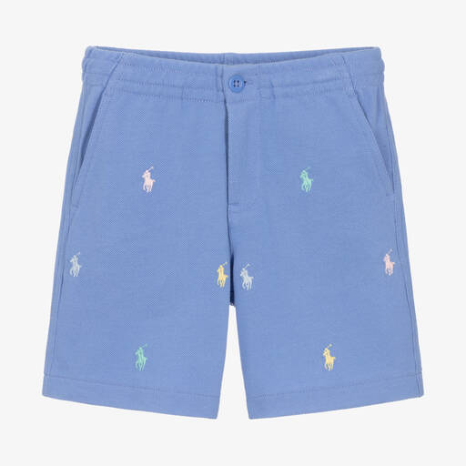 Ralph Lauren-Boys Blue Cotton Shorts | Childrensalon Outlet
