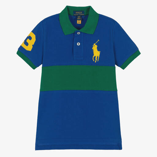 Polo Ralph Lauren-Boys Blue & Green Logo Polo Shirt | Childrensalon Outlet