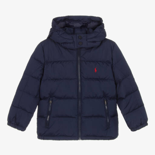 Ralph Lauren-Boys Blue Hooded Padded Jacket | Childrensalon Outlet