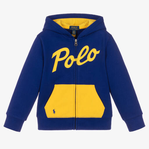 Ralph Lauren-Boys Blue Jersey Zip-Up Hoodie | Childrensalon Outlet