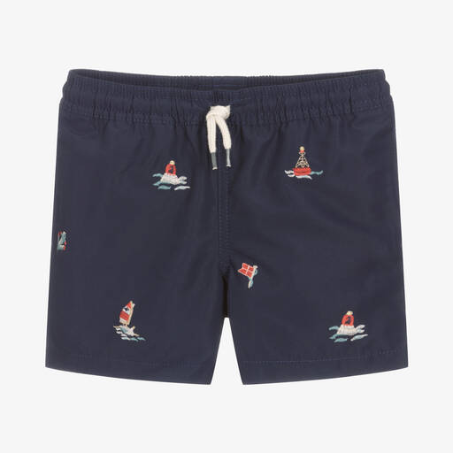 Polo Ralph Lauren-Blaue Badeshorts im Marine-Stil | Childrensalon Outlet