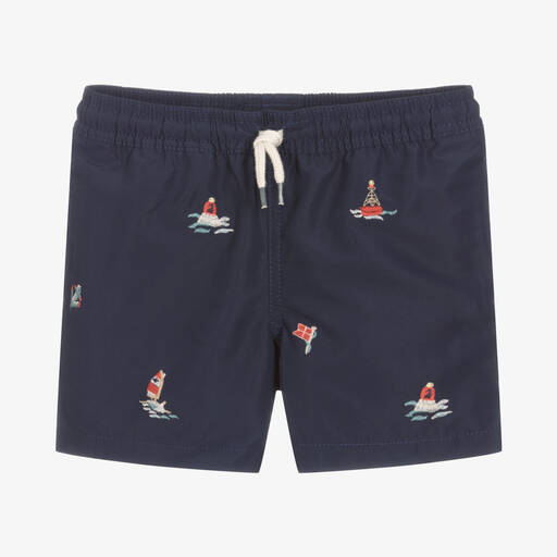 Polo Ralph Lauren-Синие плавки-шорты в морском стиле | Childrensalon Outlet