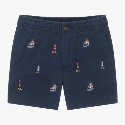 Ralph Lauren-Boys Blue Nautical Twill Shorts | Childrensalon Outlet