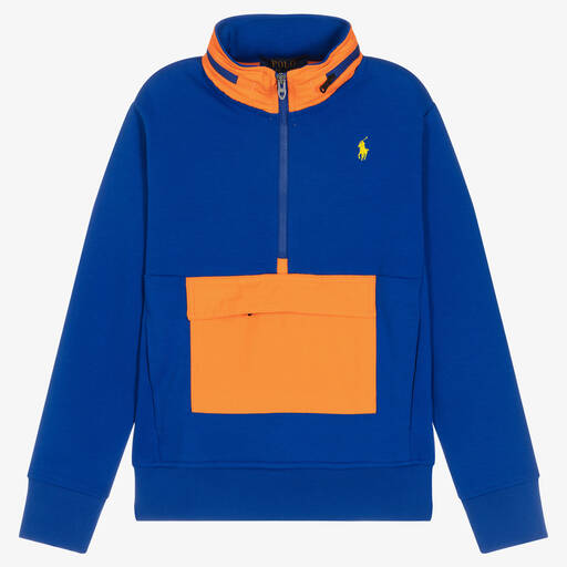 Polo Ralph Lauren-Boys Blue & Orange Zip-Up Sweatshirt | Childrensalon Outlet