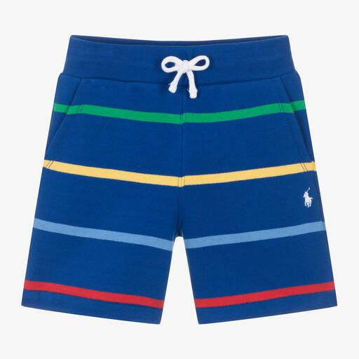 Ralph Lauren-Boys Blue Striped Cotton Shorts | Childrensalon Outlet
