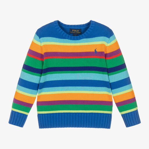 Ralph Lauren-Blau gestreifter Strickpullover | Childrensalon Outlet