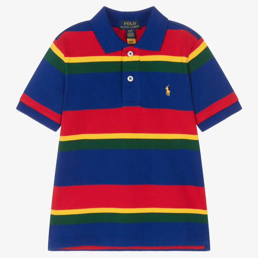 Polo Ralph Lauren-Blaues, gestreiftes Poloshirt (J) | Childrensalon Outlet
