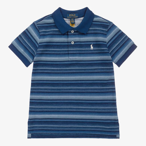 Polo Ralph Lauren-Boys Blue Striped Polo Shirt | Childrensalon Outlet