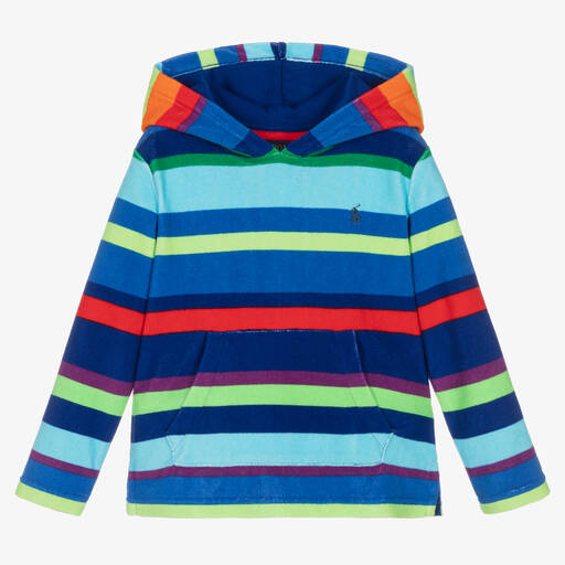 Ralph Lauren-Boys Blue Terry Towelling Hoodie | Childrensalon Outlet