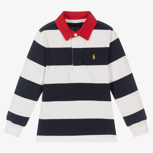 Polo Ralph Lauren-Boys Blue & White Polo Shirt | Childrensalon Outlet