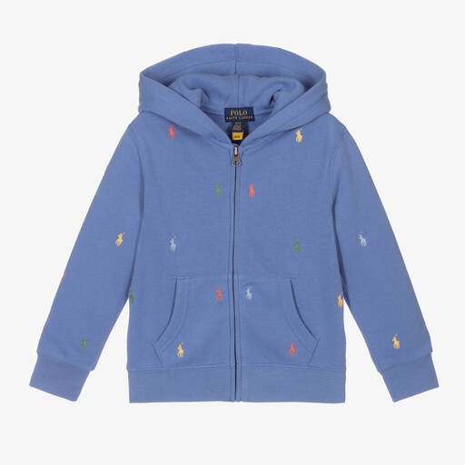 Polo Ralph Lauren-Boys Blue Zip-Up Hooded Top | Childrensalon Outlet