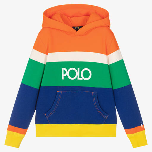 Polo Ralph Lauren-Boys Colourful Stripe Cotton Logo Hoodie | Childrensalon Outlet