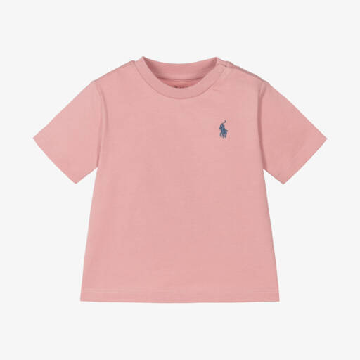 Ralph Lauren-تيشيرت قطن لون زهري للمواليد | Childrensalon Outlet