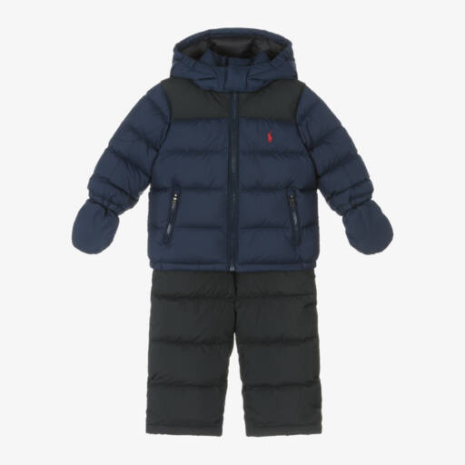Ralph Lauren-Boys Cozy Blue & Black Snowsuit | Childrensalon Outlet