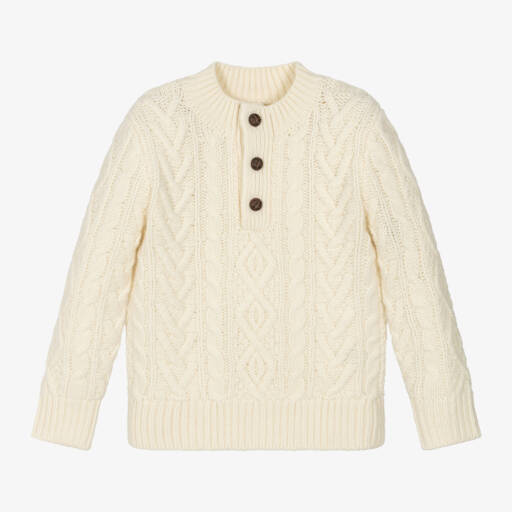 Ralph Lauren-بلوفر مزيج صوف وكشمير لون عاجي للأولاد | Childrensalon Outlet