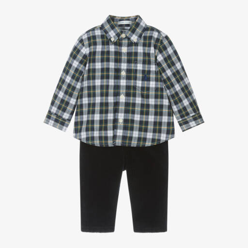 Ralph Lauren-Boys Green Check Cotton Outfit | Childrensalon Outlet