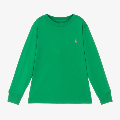 Ralph Lauren-توب قطن جيرسي لون أخضر للأولاد | Childrensalon Outlet