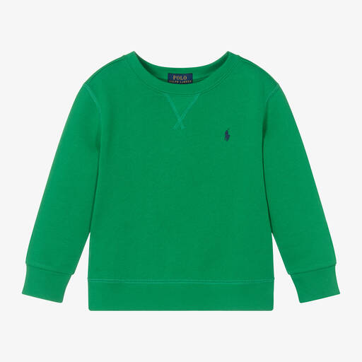 Ralph Lauren-Boys Green Cotton Sweatshirt | Childrensalon Outlet